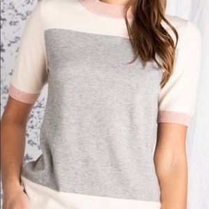 Block short sleeve sweater